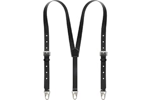 Ringsun Genuine Leather Suspenders for Men, Y Design Leather Suspenders