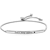 ACJNA 925 Sterling Silver Bracelet for Women Engraved Love You More Inspirational Jewelry
