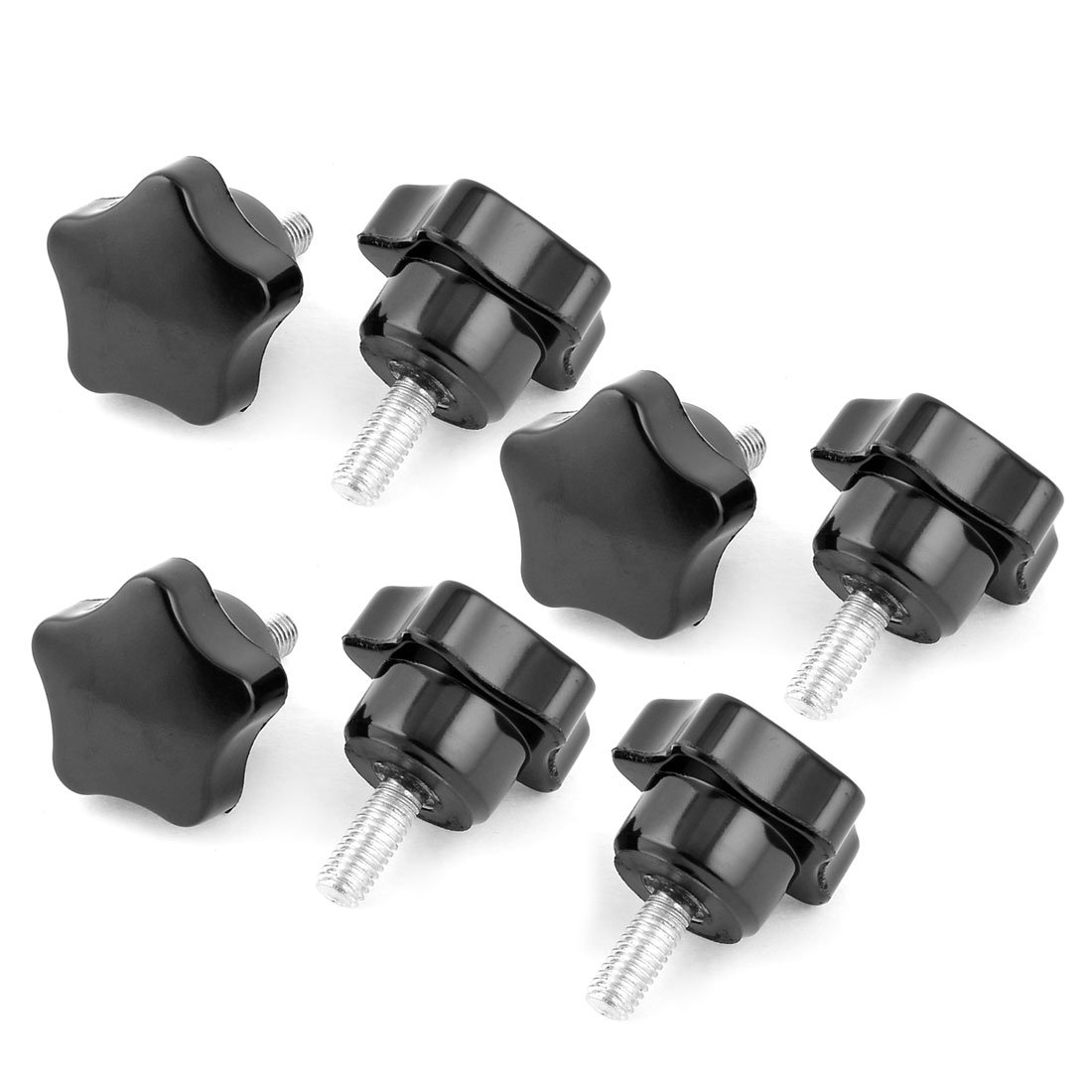 Sourcingmap M6 6mm Dia 15mm Length Thread Star Head Screw Knob Handle Black 7Pcs