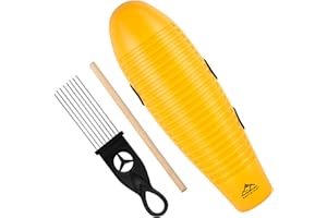 EASTROCK Guiro Instrument 3.9"x13" Fish Shaped Latin Percussion Instrument with 2 Scrapers Yellow Guiro Instrument Musical Tr