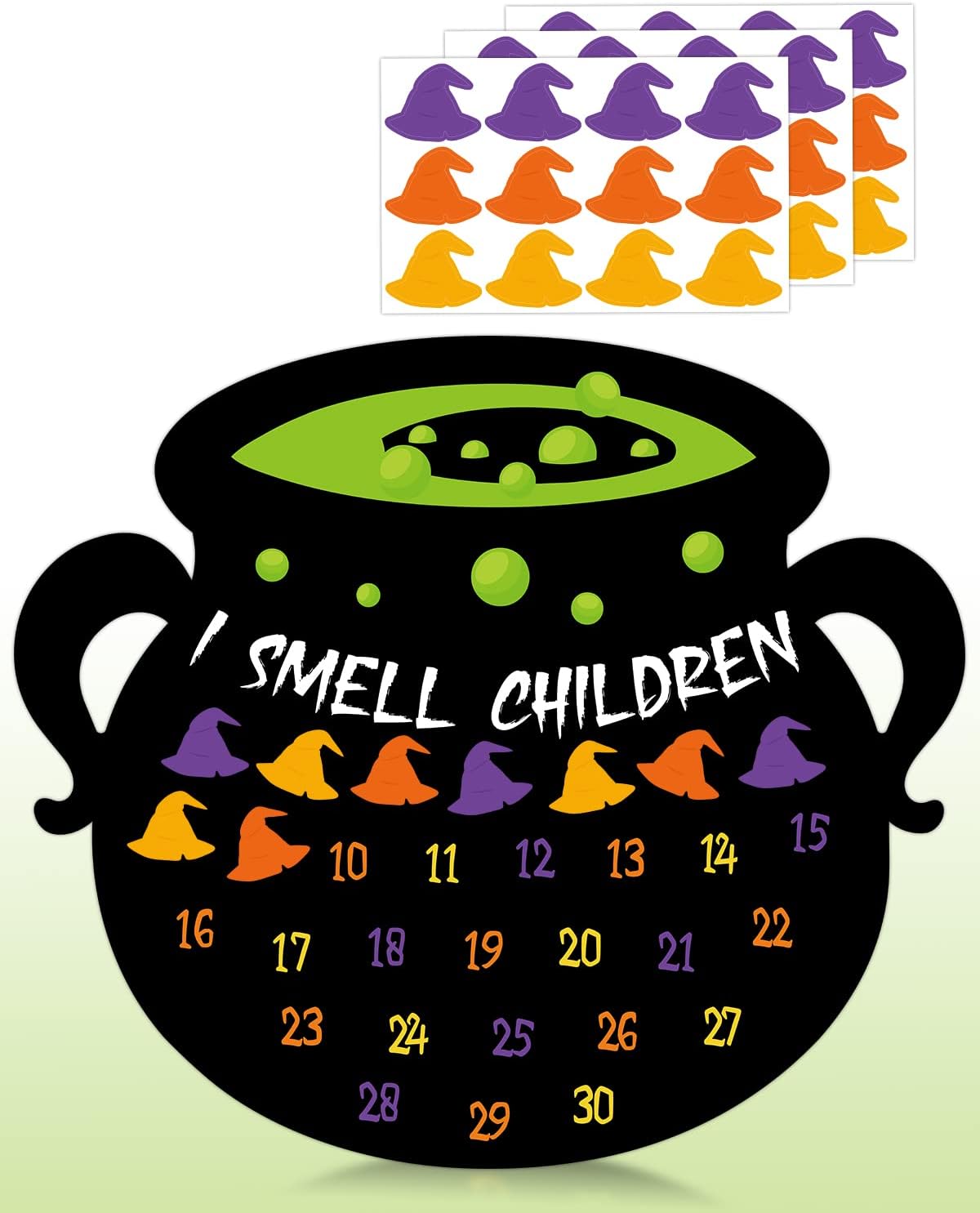 Advent Calendars - Halloween Advent Calendar Countdown to Halloween for 30 Days Witch Cauldron Purple Orange Yellow Witch Hats Paper Poster Sealing Stickers Halloween Decor for Home Classroom Office Gift Idea