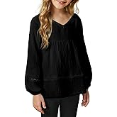 blibean Girls Elegant Boho Long Sleeve Blouse Size 4-13 Years Old