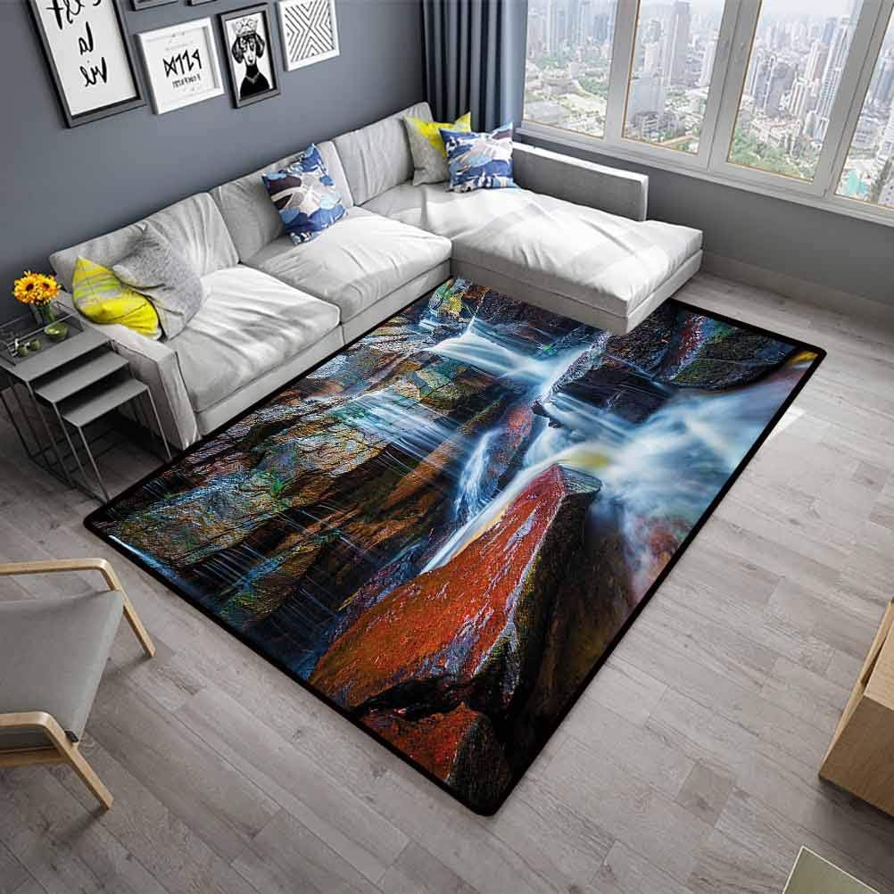 Large Area Rugs Waterfall Soft Cozy Floor Mat, Boulders and Stones River (4'7"x6'6")