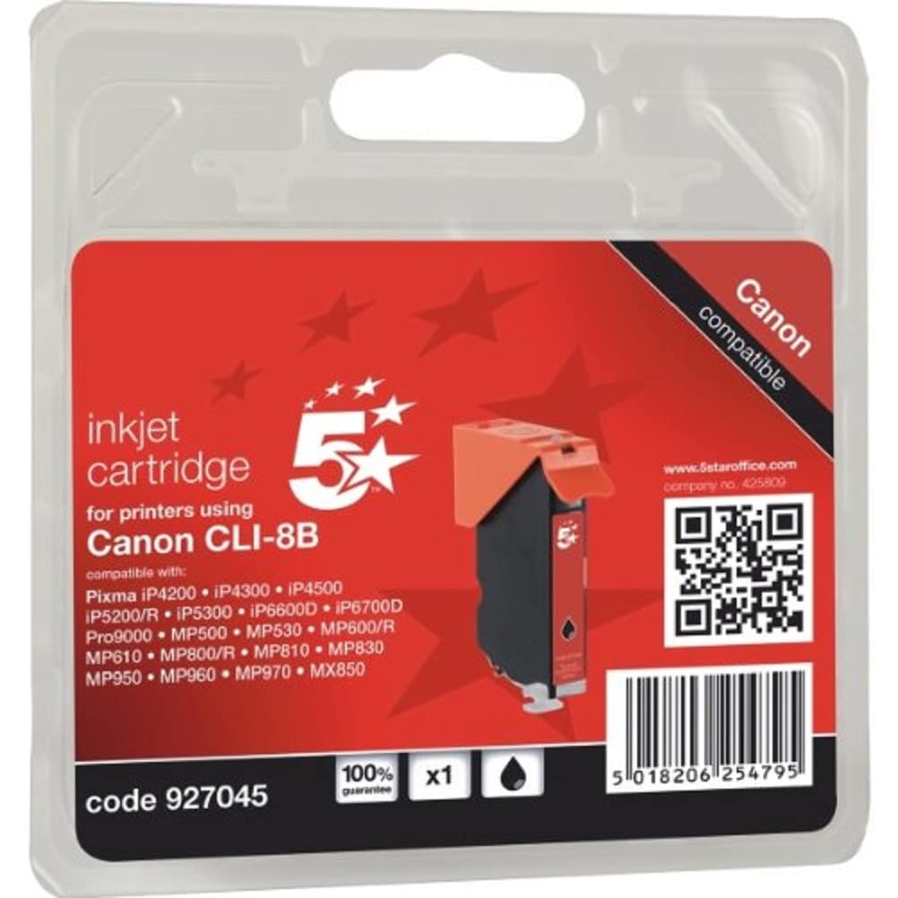 5 Star Compatible Inkjet Cartridge Page Yield 5475pp Black [Canon CLI-8BK Equivalent]
