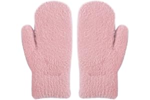 Eohak Winter Warm Mittens for Women - Knit Gloves Soft Wool Thick Fleece Lining Mittens