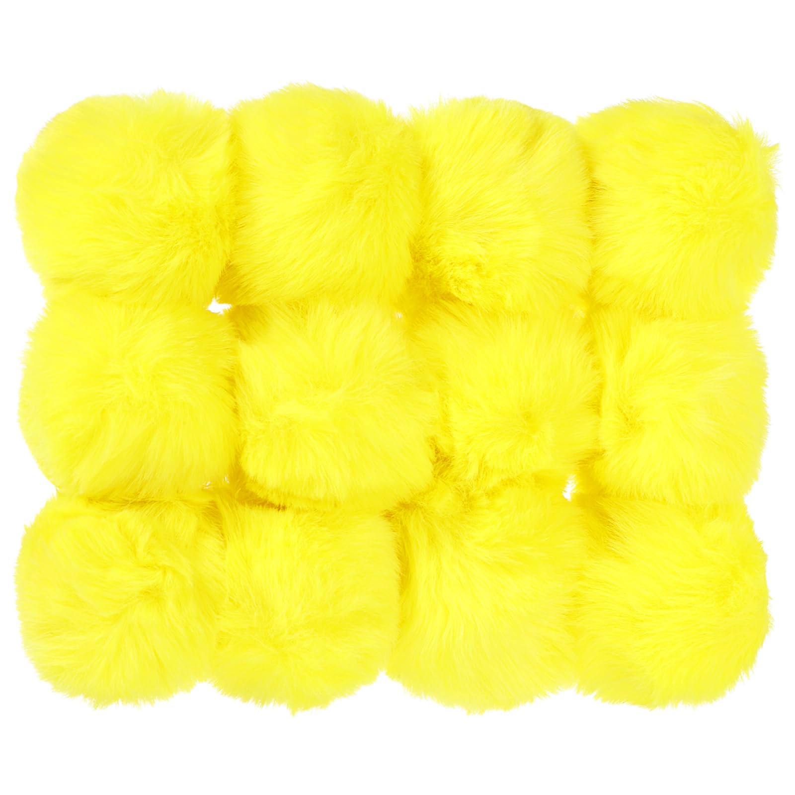 Patikil Faux Fur Pom Poms for Hats, 12 Pcs Fluffy Soft Fur Balls for Keychain Knitting Hats DIY Scarves Gloves Bag Christmas, Yellow