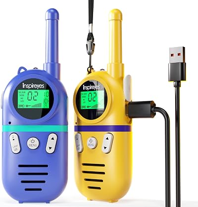 Inspireyes Kids Walkie Talkies Rechargeable 2 Pack Long Range 3 Channels