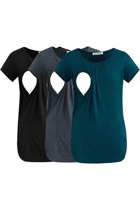 Maternity Tops Bearsland Women's Nursing Top 3pack Short Sleeve