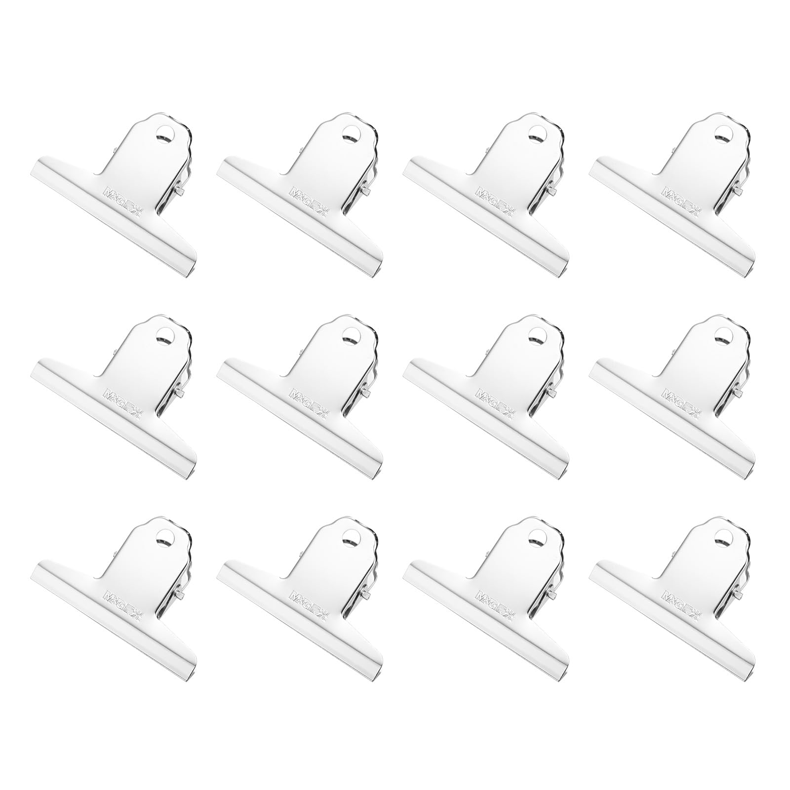 M&G 12Pack Extra Large Binder Clips, 76mm Stainless Steel Small Hinge Paper Clip Metal Hinge Clamps for DIY Crafts, Paintings, Drawings, Photos Home Office Supplies