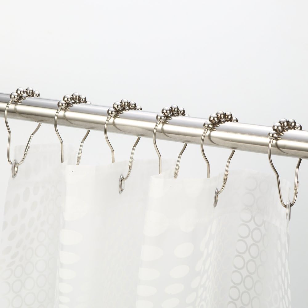 Amazer Shower Curtain Hooks Rings, Stainless Steel Shower Curtain Rings and Hooks for Bathroom Shower Rods Curtains-Set of 12, Polished Nickel: Home & Kitchen