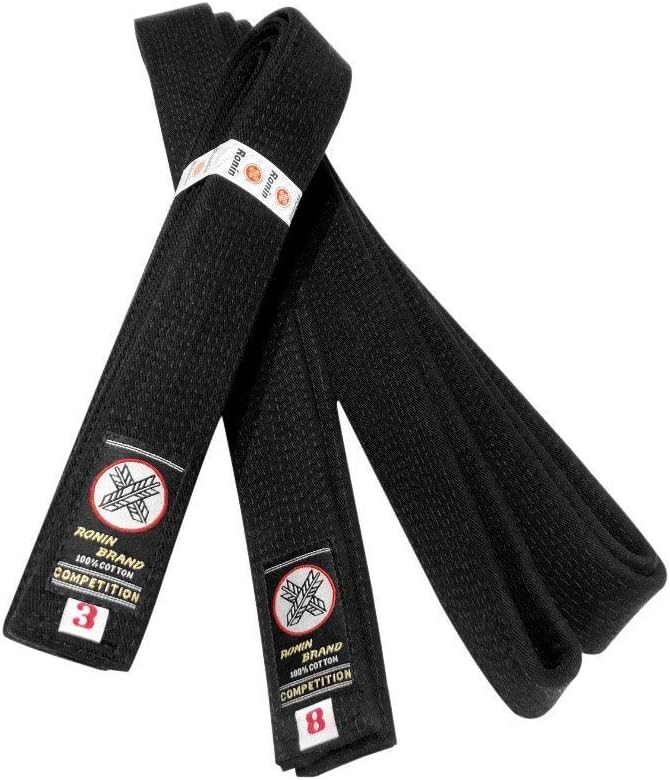 Ronin Deluxe Cotton Black Belt for Karate, Judo, Tae Kwon Do, Aikido, Jujitsu Martial Arts