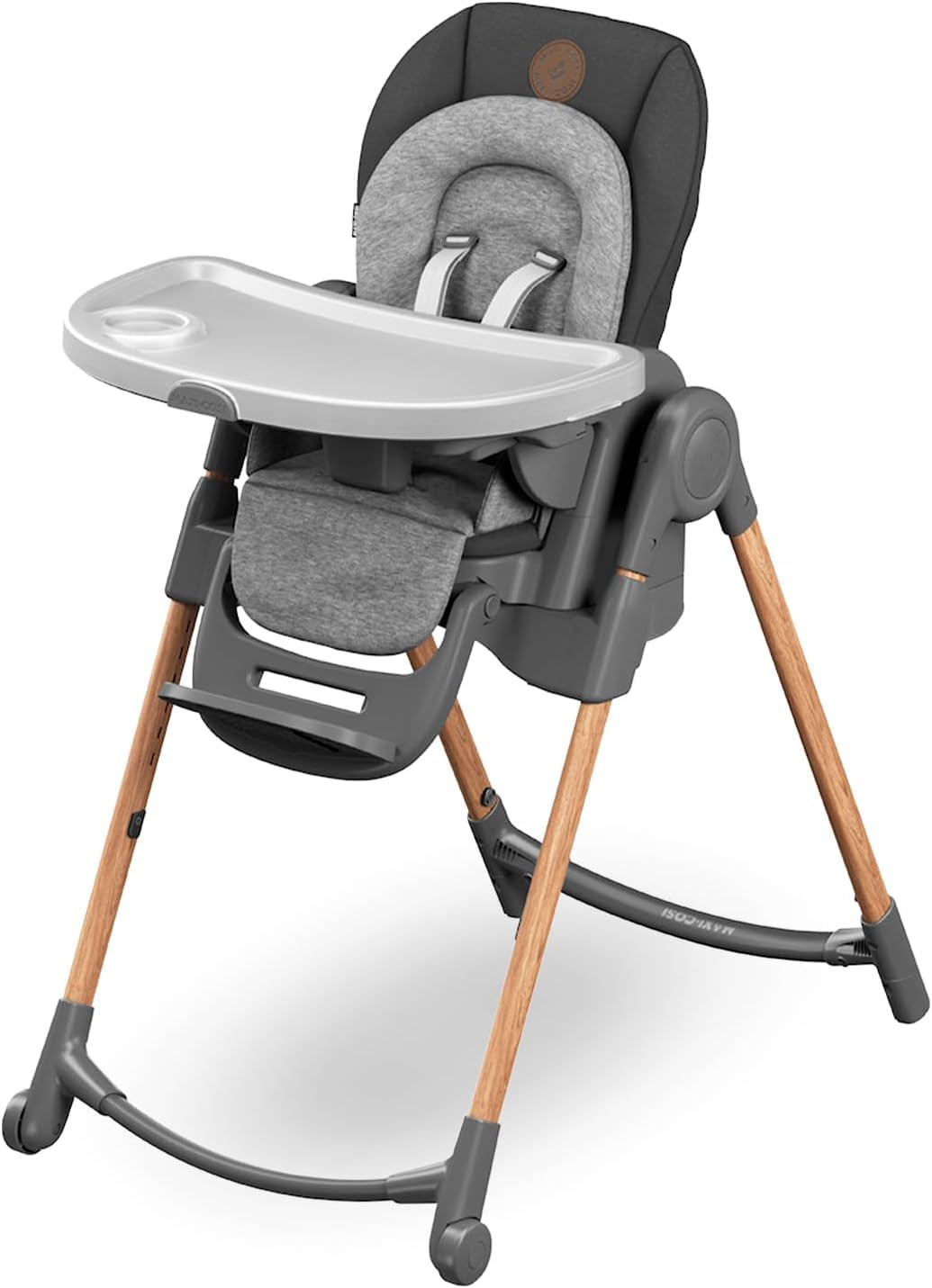 Maxi-Cosi Minla Evolutive Highchair, 0–14 Years, up to 60 kg, Baby High Chair, 9 Height Options, 5 Recline and 4 Tray Positions, Compact Fold, Adjustable Footrest, Essential Graphite