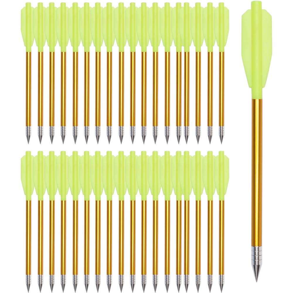 ELONG OUTDOOR Aluminium Crossbow Bolts Arrows 6.3" Steel Tips for 50-80lbs Pistol Mini Crossbow Archery Target Shooting Hunting (Pack of 36)