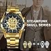 Caluxe Men's Skull Watch Skeleton Automatic Mechanical Wrist Watch Self Winding with Stainless Steel Band