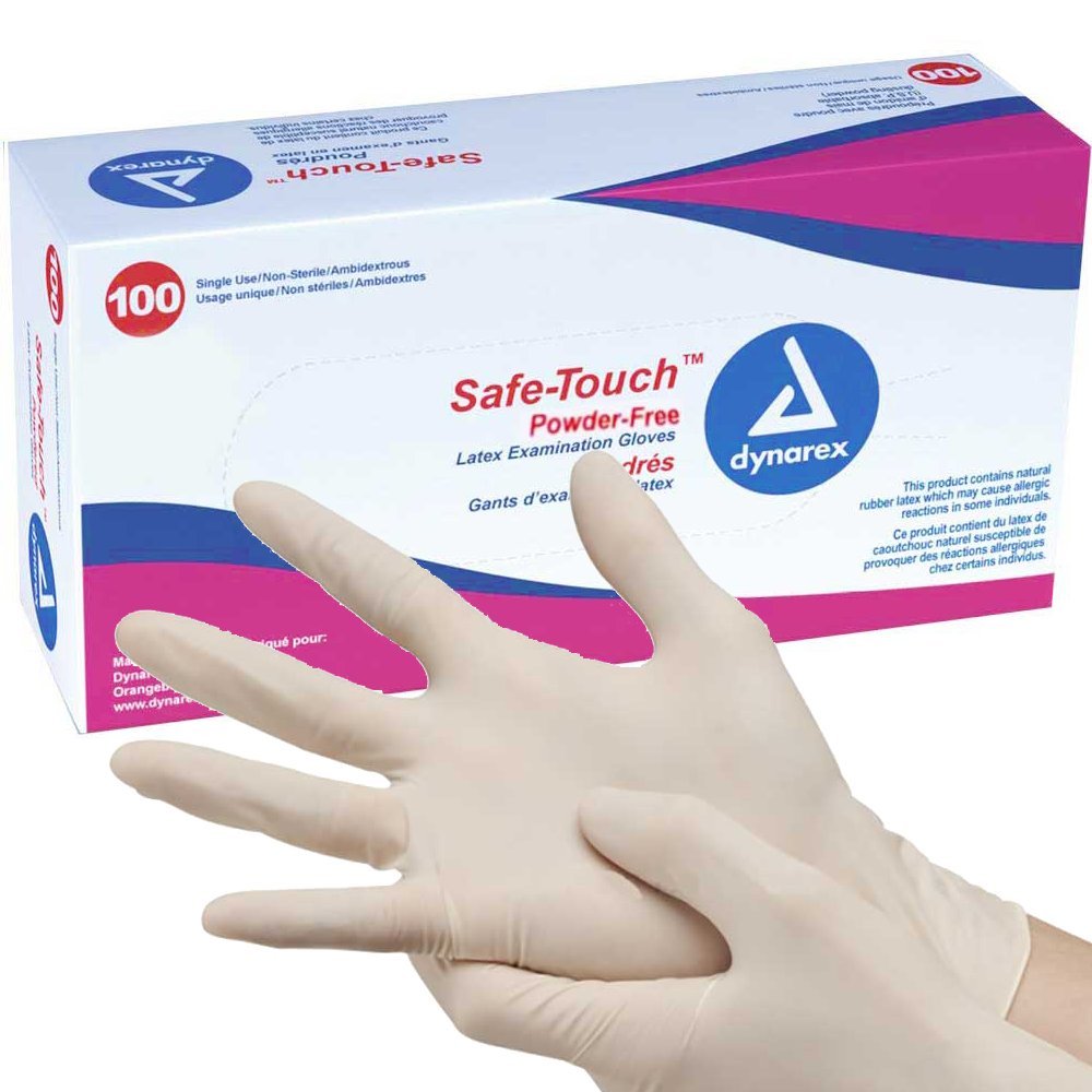 SafeTouch Disposable Latex Exam Gloves, PowderFree, Small