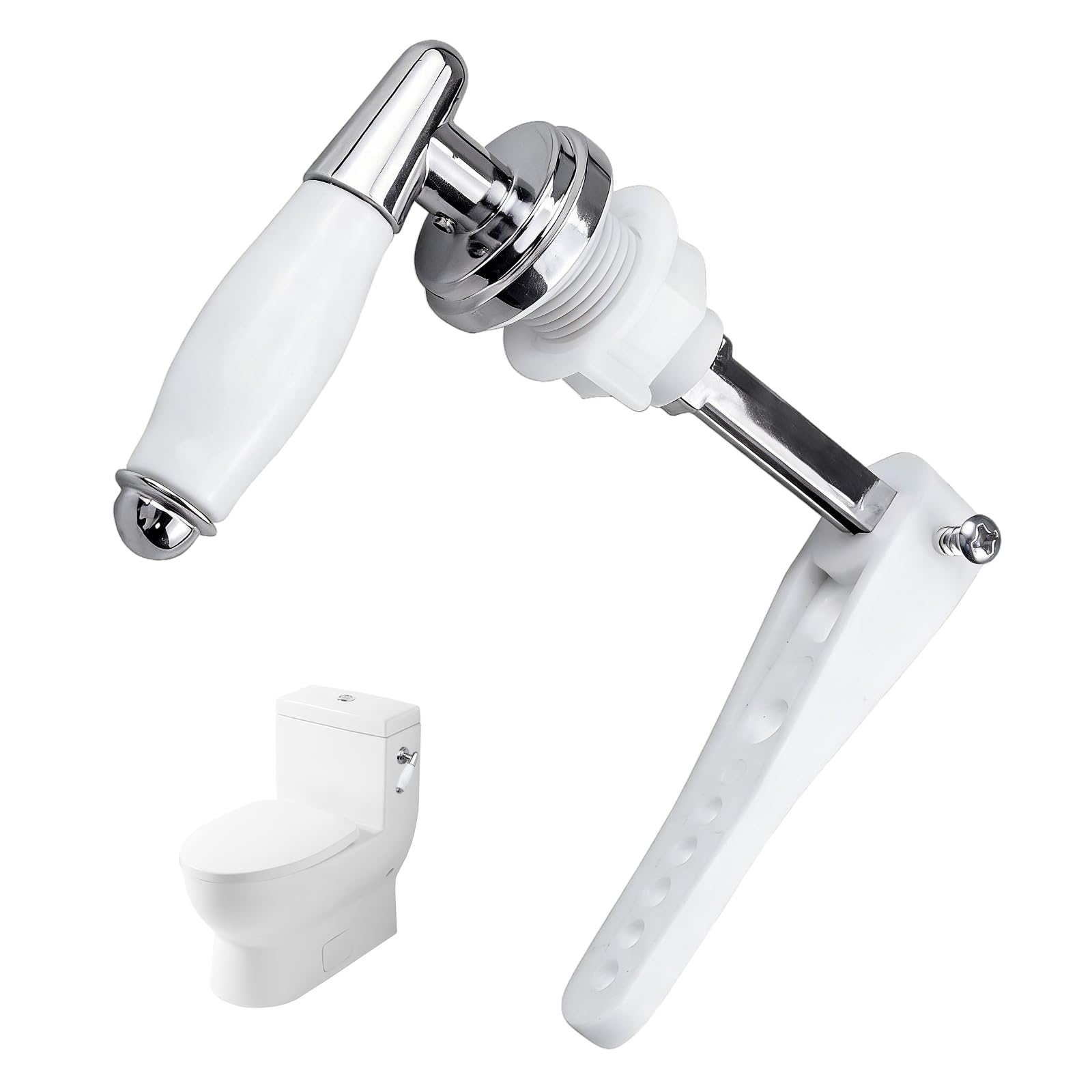 VZU Ceramic Traditional Victorian Toilet Flush Handle, Universal Water Tank Handle Replacement for Toilet WC Cistern Tank