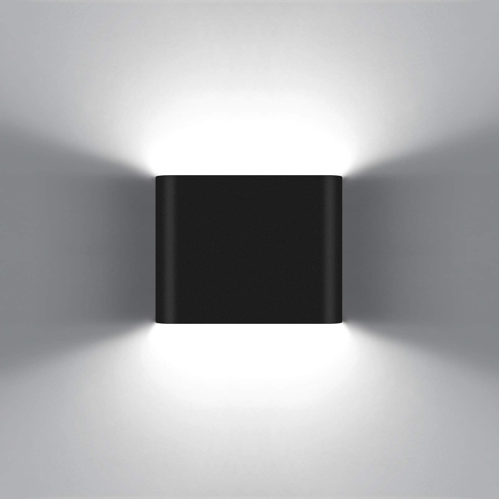 KAWELL 6W Modern Wall Lamp LED Wall Light Up Down Aluminum Wall Wash Lights Waterproof IP65 Outdoor Indoor for Bedroom Living Room Bathroom Stairs Porch Corridor Hallway, Black 6000K