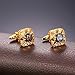 1 Pair 2 Pcs Men's 18K Gold Plated Cubic Zirconia Cufflinks