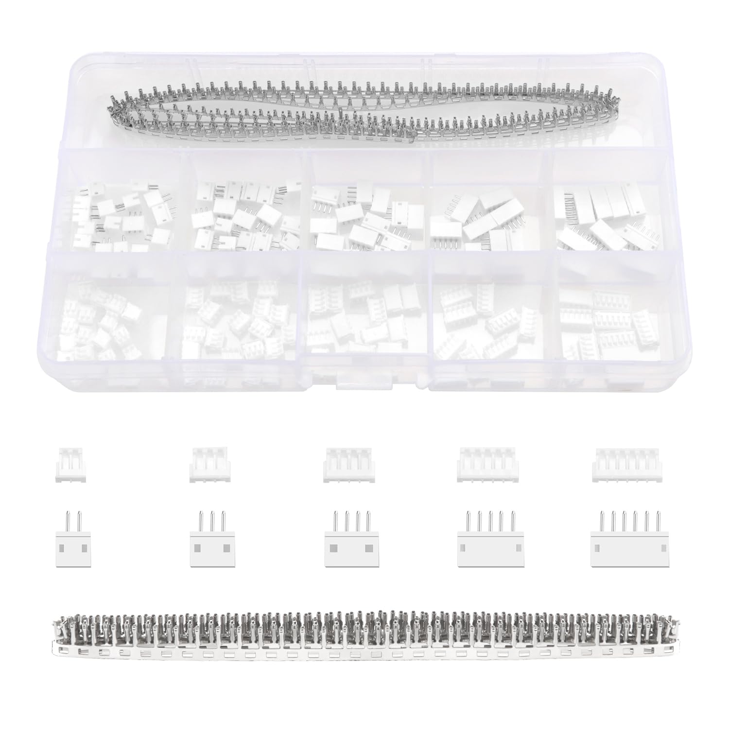 Lyeteung 420 PCS 1.5mm JST-ZH Connector Kit, JST-ZH 2/3/4/5/6 Pin Housing Female and Male Connector Plug, with Female Pin Crimp Terminal