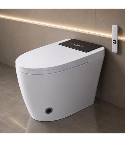 SouNor Modern Smart Toilet With Bidet Heated Seat, Auto Flush, Foot Sensor, Night Light, Auto Open/Close, Warm Air Drying – Black, 12-Inch Rough-In