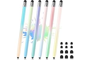 YUDIANMIE 6Pcs Stylus, Stylus Pen for Touchscreen, 2-in-1 Stylus Pen for iPad, High Precision and Sensitivity Double Rubber Tips, Compatible with iPad/iPhone/Android Tablets and Touch Screen (6 Gradient Colors)