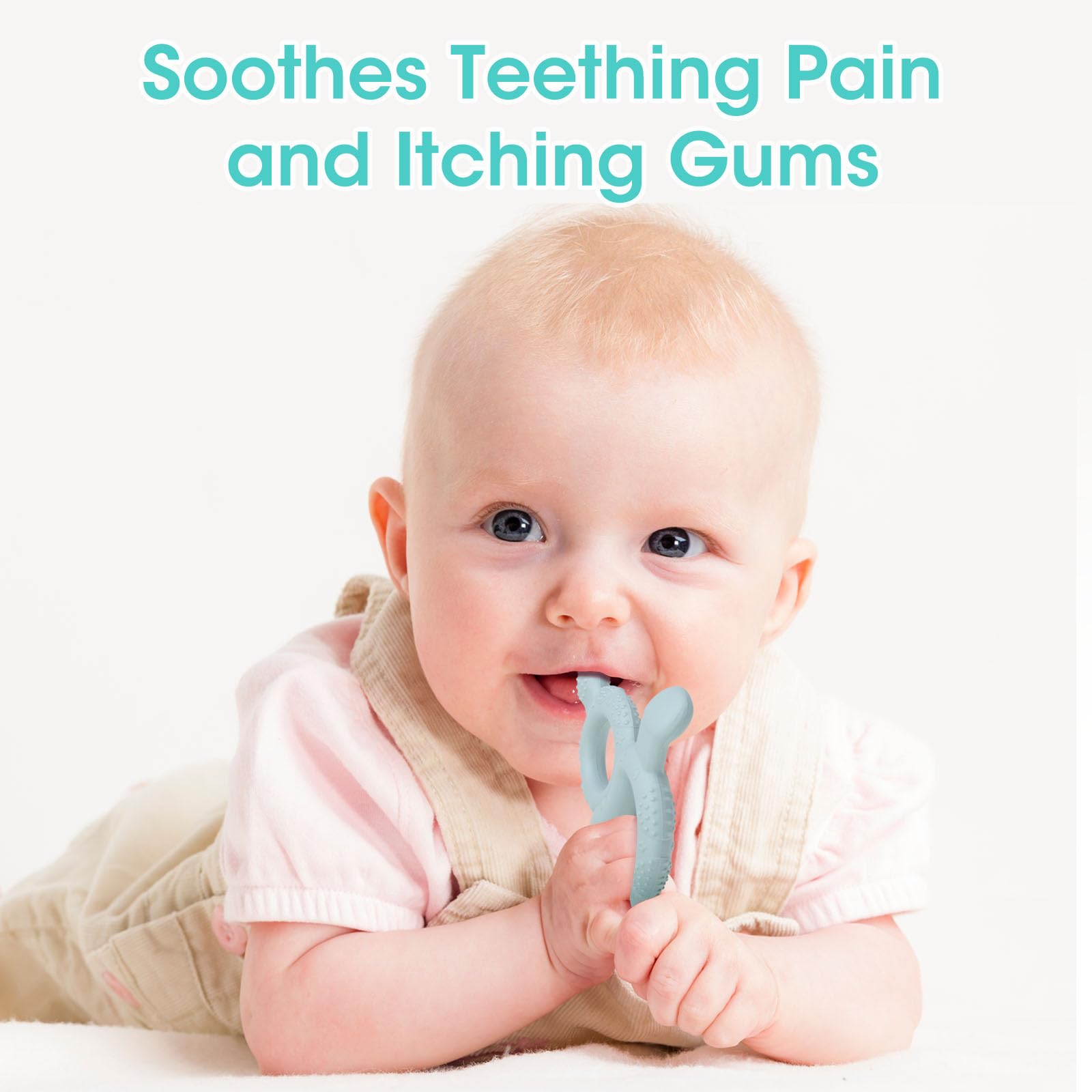 3 Pack Baby Teething Toys for Babies 3-6 Months, Silicone Teething Ring Toys for Babies 6-12 Months, BPA Free Soft and Dual Textured Nipple Teether Relief Soothing Sore Gums Chew Infant Sensory Toys
