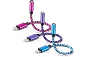 [Apple MFI Certified] iPhone Lightning to 3.5mm Headphone Aux Adapter for Car, 3Pack Apple Earphone/Earbud Audio Jack Adapter