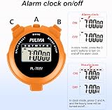 PULIVIA PL-703Y Sports Stopwatch Timer Lap Split Digital 1/100s Orange view 3