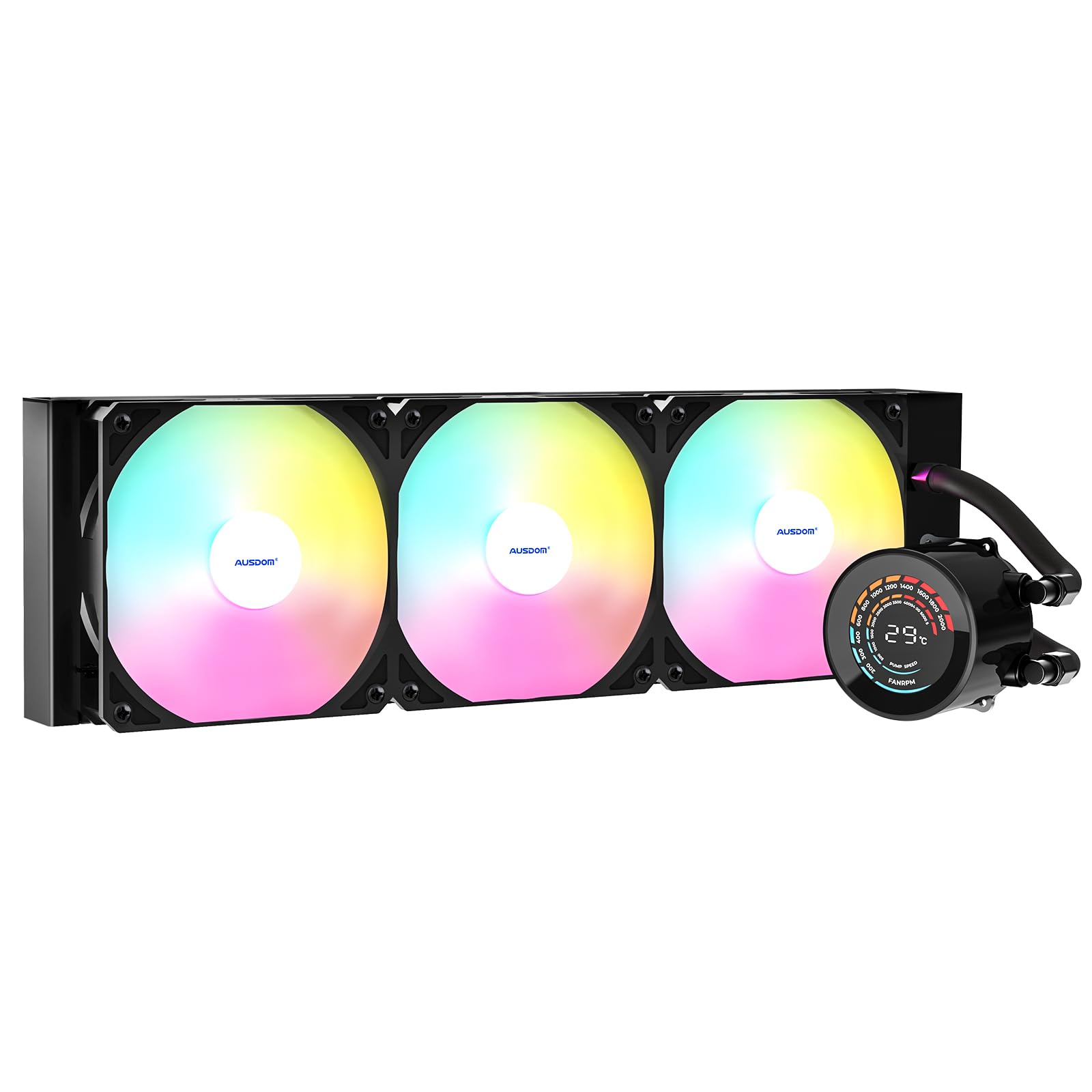Photo 1 of AUSDOM CPU AIO Liquid Cooler 360mm RGB, 3×120mm PWM Fans Water Cooling System, Compatible with Intel & AMD, Enhanced Cooling Performance, Easy Installation, Quiet Operation