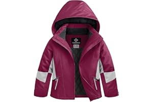 GEMYSE Girls Winter Jackets Waterproof Windpoof Ski Snow Jacket Warm Quilted Coats Kids Outerwear with Hood
