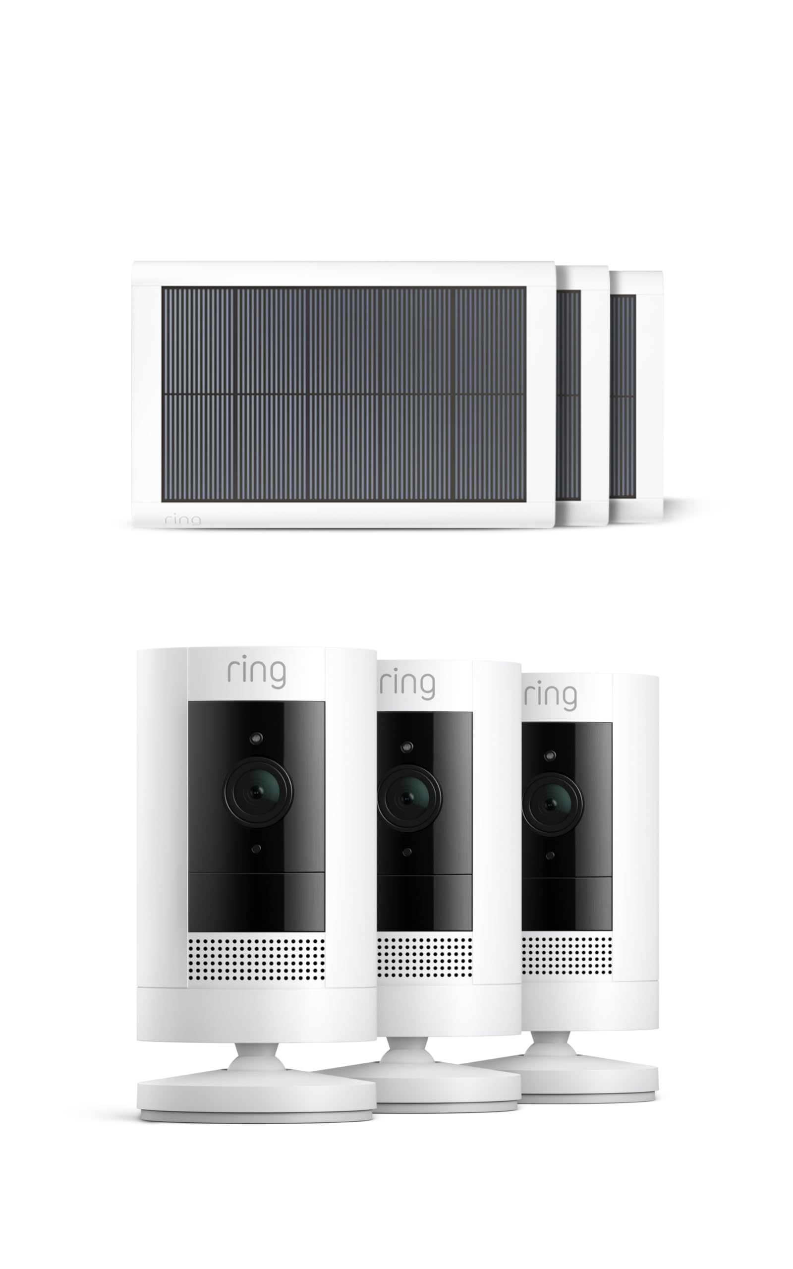 Ring Außenkamera Solar (Stick Up Cam) | Überwachungskamera aussen mit Solarpanel, 1080p-HD-Video, WLAN, witterungsbeständig, geeignet für Haus & Grundstück | 3 Kameras