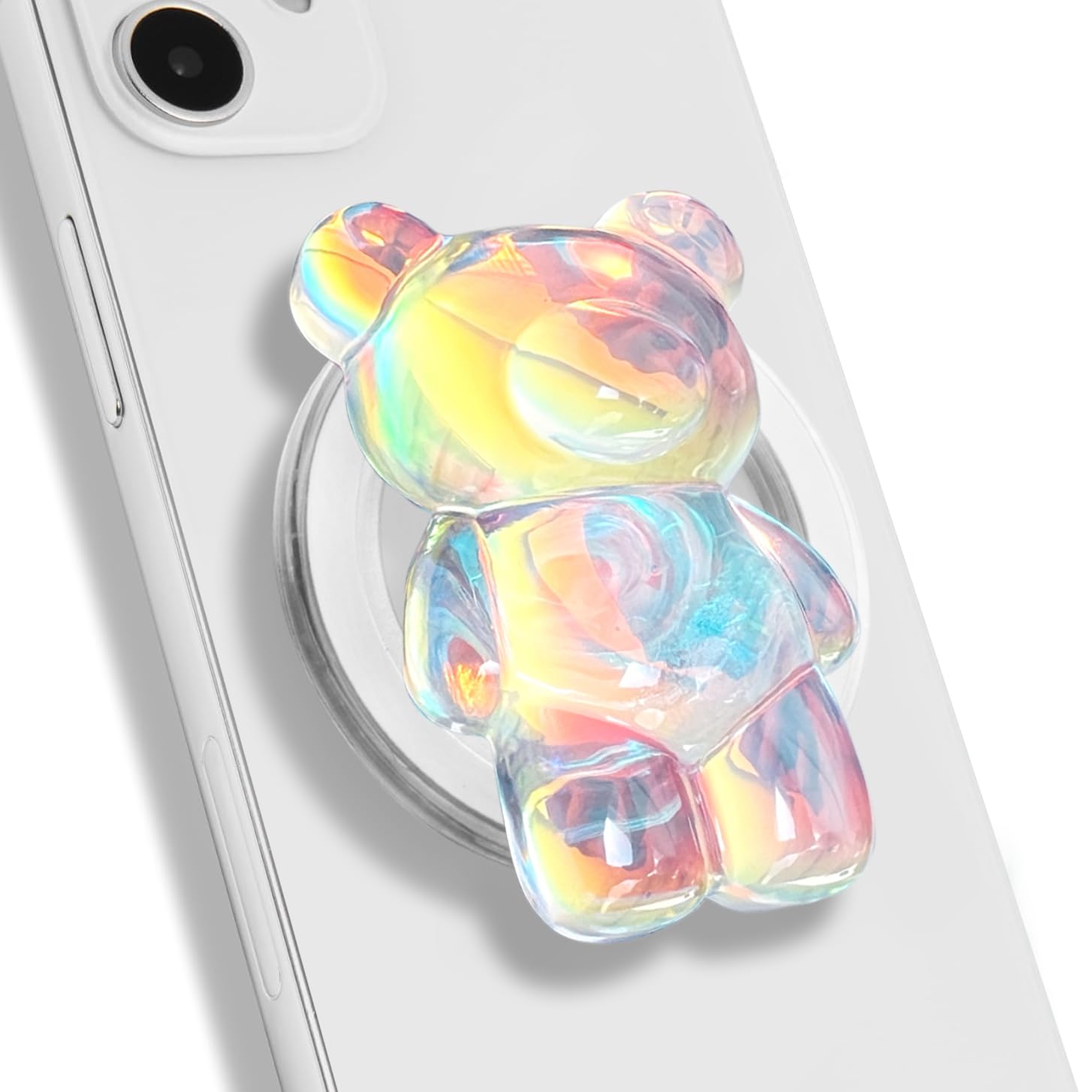 Photo 1 of On The Grip Magnetic 3D Gummy Bear Style Expandable Collapsible Mobile Phone Grip Stand Holder for Smartphone Tablet Cell Phone Accessory (Holographic)