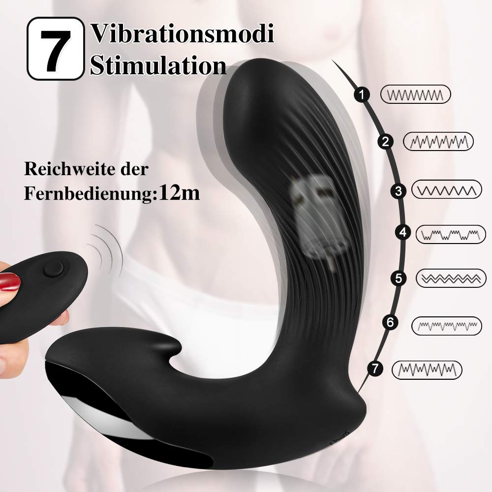 Fondlove Analvibrator Prostata Vibratoren Männer Prostate Stimulator Analplug mit Fernbedienung 7 Vibrationsmodi 100% Medizinisches Silikon Sexspielzeug