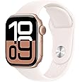 Apple Watch Series 10 [GPS 42mm case] Smartwatch with Rose Gold Aluminium Case with Light Blush Sport Band - S/M. Fitness Tra