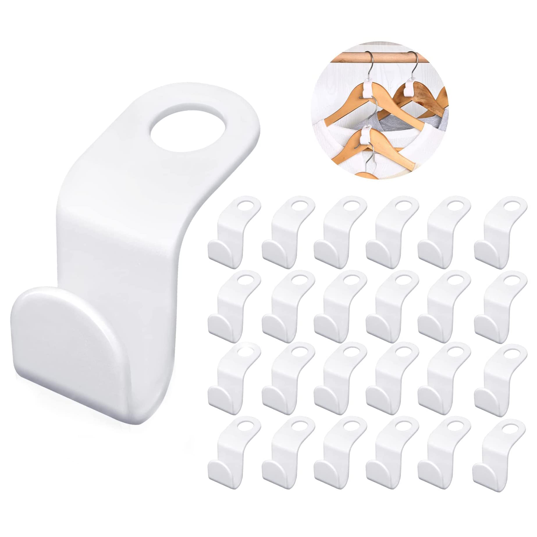 50 Pcs Clothe Hanger Connector Hooks, Space Saving Multi-Layer Stackable Hanger for Wardrobe Cabinets, Clothes Organizer, White