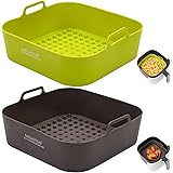 NEWITEE Air Fryer Liners Square, Reusable BPA Free Silicone Air Fryer Liner, 5 QT Silicone Air Fryer Basket Baking Tray Air F