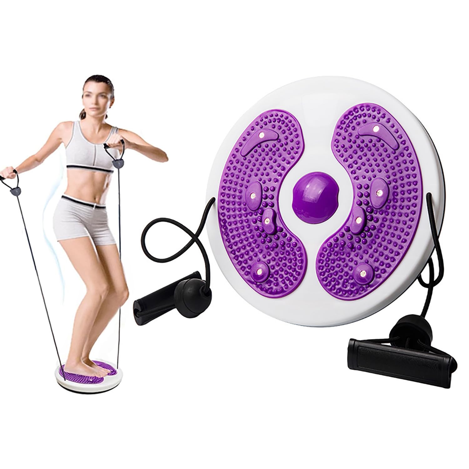 Twist And Shape Exercise Machine,Adjustable Waist Trainer Twisting Disc with Handles,Waist Slimming Balance Rotating Disc with Massage Foot Sole for Women Weight Loss/Body Shaping/Foot Massage