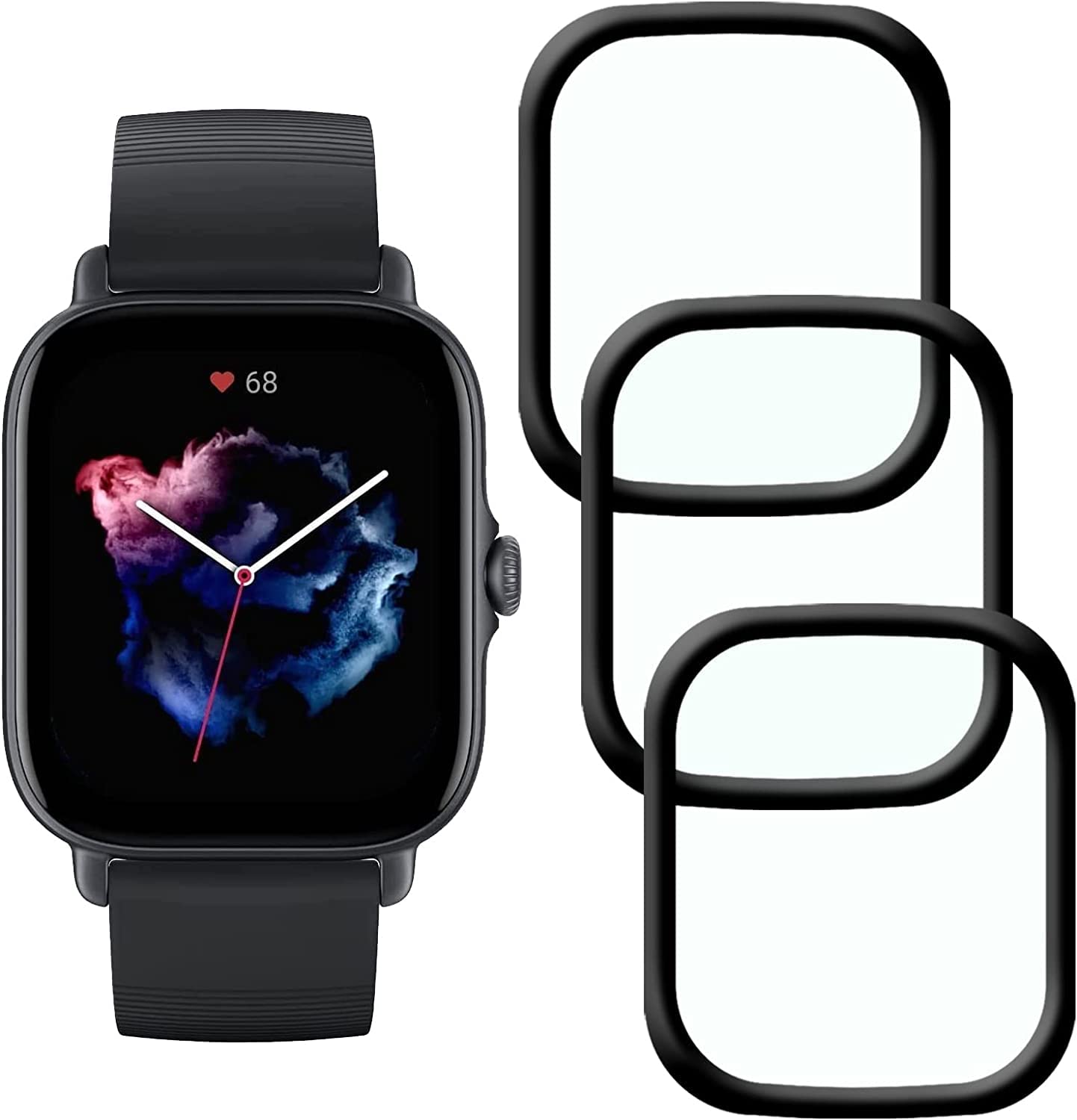 Kelolin Screen Protectors Compatible with Amazfit GTS 3.3D Curved Edges, Scratch-Resistant, Anti-Bubble, HD Shatterproof Flexible Protective Film for Amazfit GTS 3 Pack of 3