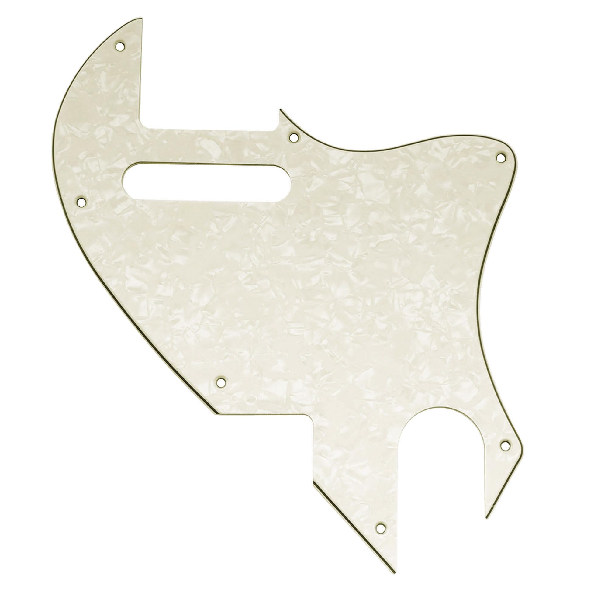 Musiclily Pro 7 Holes Guitar Pickguard for Fender F-Hole Hybrid Tele Style Electric Guitar, 4Ply Aged White Pearl