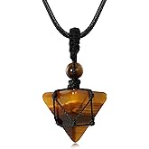 XIANNVXI Healing Crystal Stone Pointed Necklace Adjustable Black Rope Natural Gemstone Pendant Necklaces Jewelry for Men Women