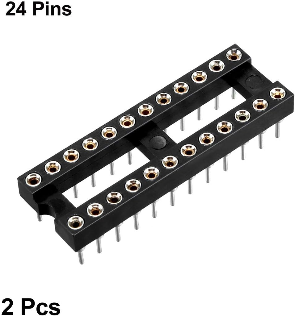 sourcing map 2pcs DIP IC Chip Socket Adaptor Solder Type 2.54mm Pitch Dual Row 24 Round Pins 7.62mm Row Pitch - Image 4