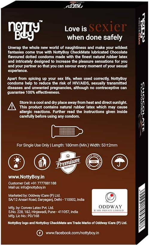 NOTTY BOY Ultra Thin Chocolate Flavoured Condoms for Men - Pack of 30, Clear, 10 count (Pack of 3) - Image 3