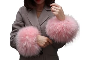 Tngan Winter Faux Fur Arm Warmers Short Furry Wrist Band Ring Cuff for Women