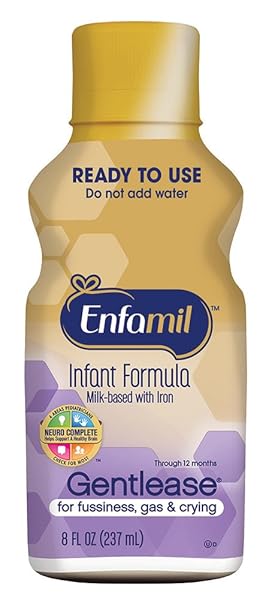 ENFAMIL GENTLEASE READY TO FEED BABY FORMULA, EASES GAS, FUSSINESS, CRYING & SPIT-UP IN 24 HOURS, READY TO USE 8 FL OZ, PACK OF 6, TOTAL 48 FL OZ