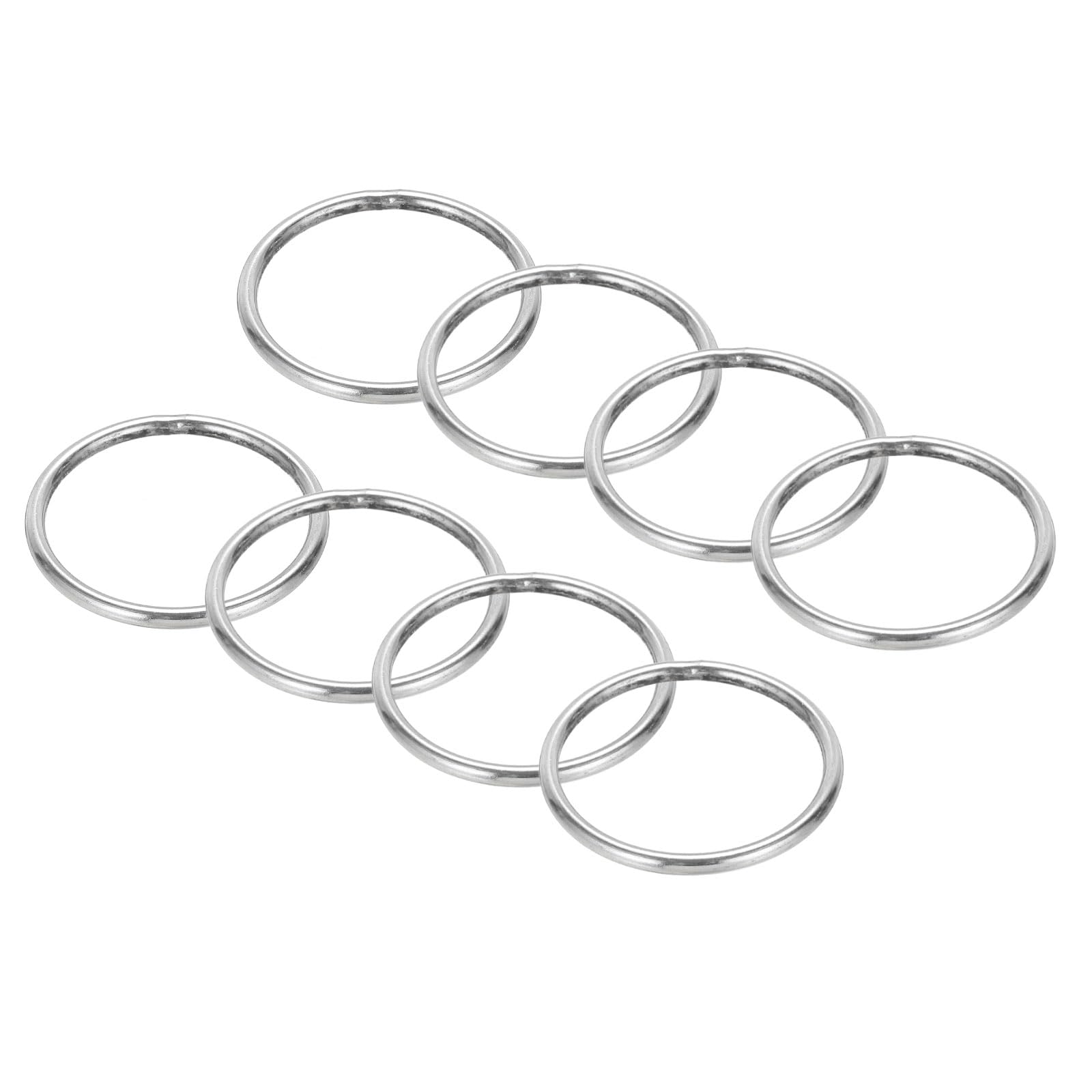 PATIKIL 2" Metal O Rings, 8 Pcs 304 Stainless Steel O-Ring Heavy Smooth Round Rings for Macrame, DIY Craft, Hardware, Keychain, Belt, Dog Leash, 4mmx50mm