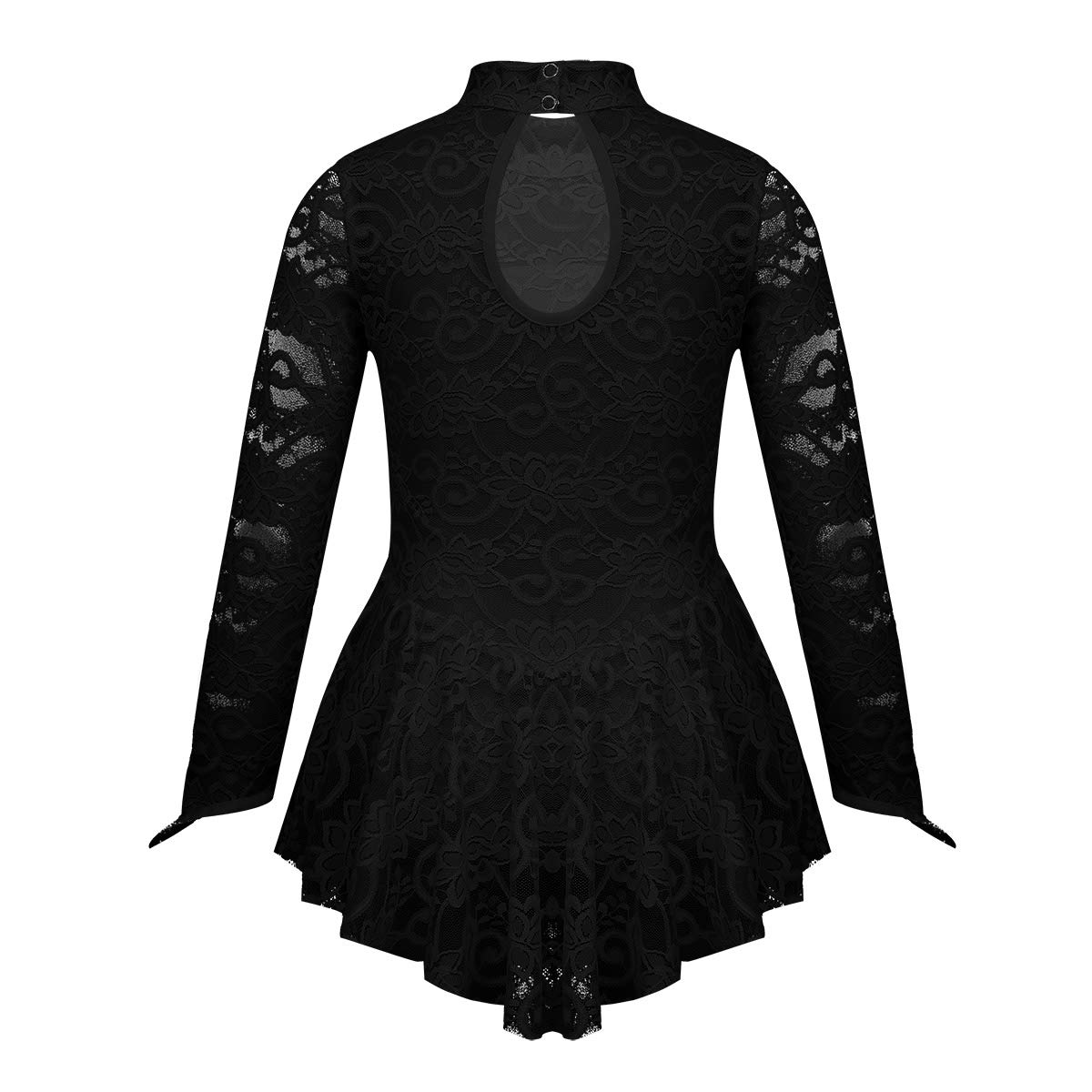 TiaoBug Girls High Neck Lace Figure Roller Skating Ice Skating Dress