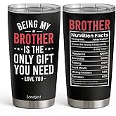 SANDJEST Brother Tumbler 20oz, Funny Stainless Steel Travel Cup with Lid, Being Brother Is the Only Gift You Need Insulated Coffee Mug, Gifts for Men Boys Friends on Birthday Christmas