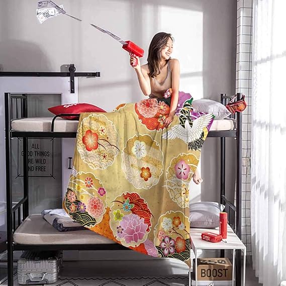 Mademai Japanese Woven Blanket Chinese Artwork with Swirl