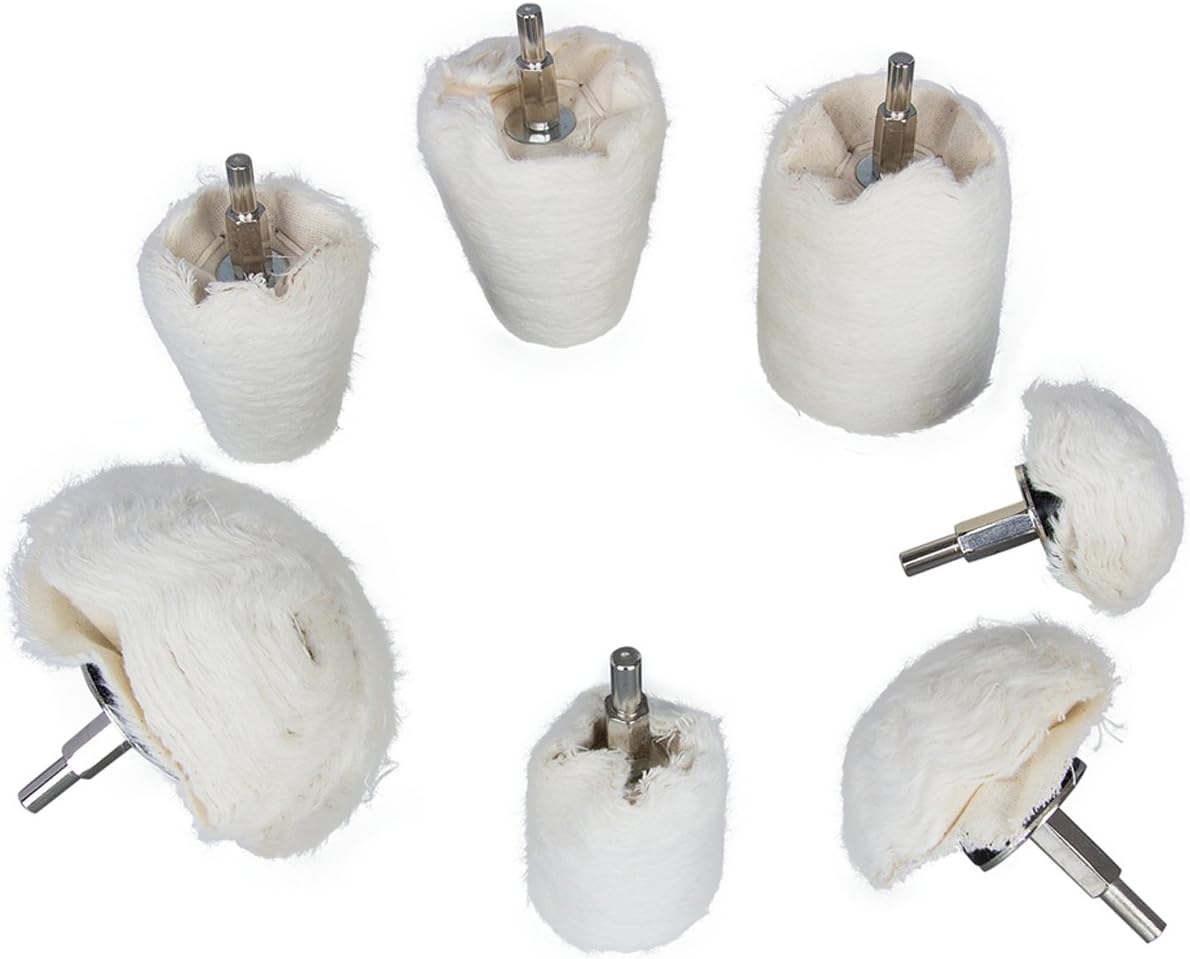 Buffing Polishing Wheel for Drill, 7 Pcs White Flannelette Polishing
