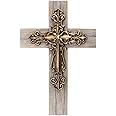 Comfy Hour Faith and Hope Collection 13" Copper Handmade Layered Cross, Art Wall Decor, Antique Style, Resin